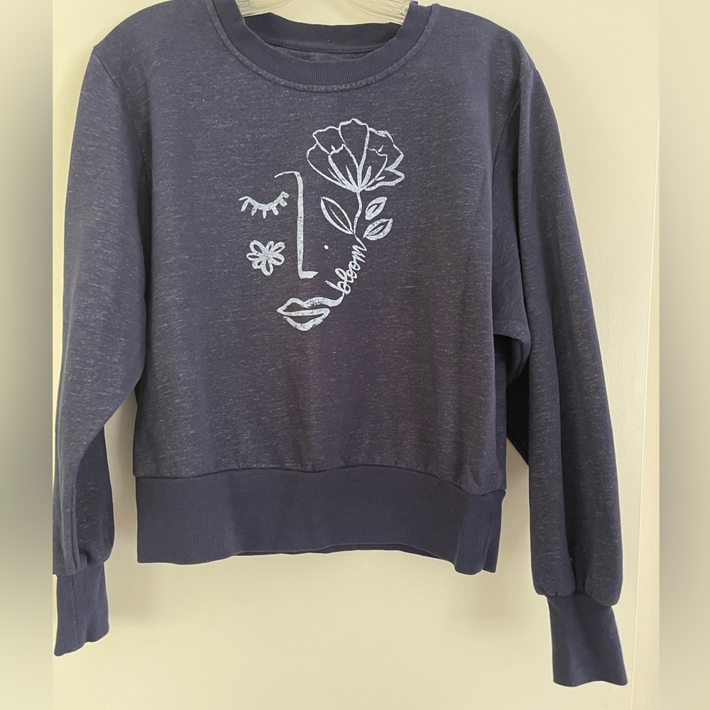 Maeve Navy Blue Sweatshirt with Floral Design